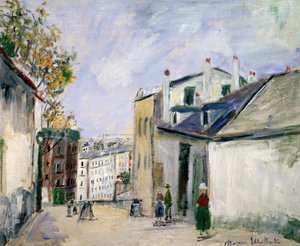 パリ、モンマルトルの街角の情景（油彩・キャンバス） 作： Maurice Utrillo