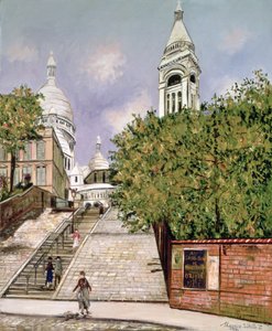 サクレ・クール寺院の階段、モンマルトル 作： Maurice Utrillo