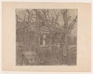 家の周りの木々 アムステルダムの庭（原題） 作： Maurits van der Valk (signed by artist)