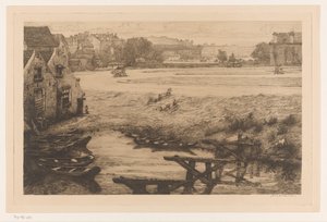 アムステルダムのスリナメ広場の古い家屋と水 スリナメ広場（原題） 作： Maurits van der Valk (signed by artist)