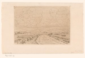 地平線上に丘のある風景の中の田舎道 作： Maurits van der Valk
