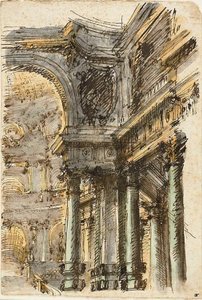 建築ファンタジー (直腸); アーキテクチャの詳細 (裏面) 作： Mauro Antonio Tesi