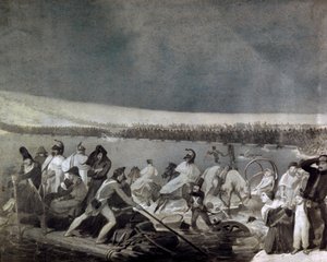 ロシアからの退却（1812年）。"11月28日にフランス軍がベレシナ（Berezina）を通過したことで 作： Mauro Conconi