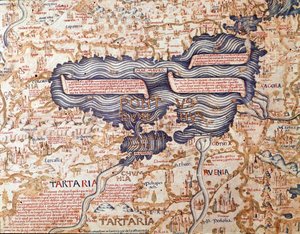 黒海の眺め 兄弟マウルス (マウロ) カマルドレーゼの世界地図 (マッパマンディ) の詳細 1459 マルチャーナ図書館、ヴェネツィア 作： Mauro Fra