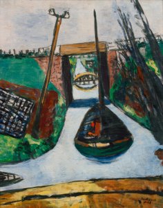 ダム（オランダ）にて。オランダの運河 作： Max Beckmann