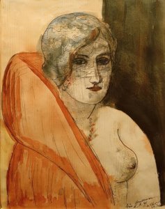 毛皮を着た女性 作： Max Beckmann