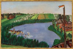水浴客のいるオランダの風景 作： Max Beckmann