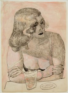 グラスを持つ若い女性 作： Max Beckmann