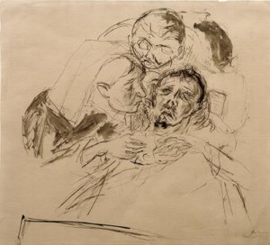 病人をかばう看護師と男性像 作： Max Beckmann