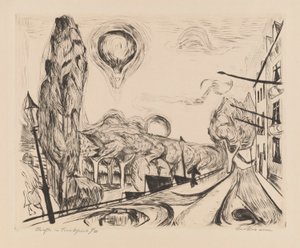 気球のある風景 作： Max Beckmann