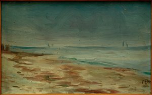 海のビーチ、ブラウンとグレー 作： Max Beckmann