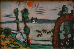 牛のいる霧の風景 作： Max Beckmann