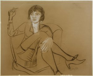 クラブチェアでタバコを吸うクアピー 作： Max Beckmann