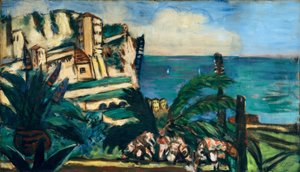 岩のあるリビエラの風景 作： Max Beckmann