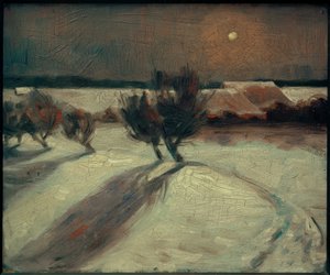 月明かりに照らされた雪景色 作： Max Beckmann