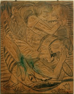 サーカス団員としてのナイラとのセルフポートレイト 作： Max Beckmann