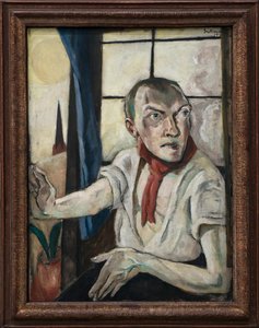 赤いスカーフの自画像 作： Max Beckmann