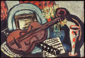 ヴァイオリンとフルートのある静物 作： Max Beckmann