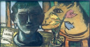 彫刻のある静物画 作： Max Beckmann