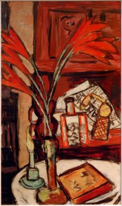 グリーンキャンドルのある静物画 作： Max Beckmann