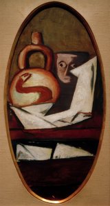 メキシコ人フィギュアのある静物 作： Max Beckmann