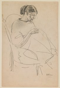 裁縫をする女性の習作 作： Max Beckmann
