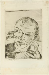 The Barker (Self-Portrait), Der Jahrmarktからのプレートワン 作： Max Beckmann