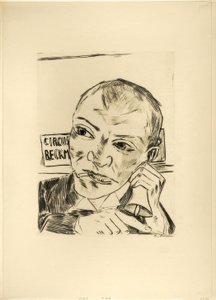 The Barker (Self-Portrait)、Jahrmarktのプレートワン 作： Max Beckmann