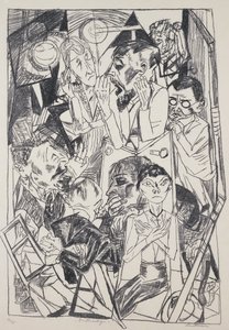 イデオローグ、Max Beckmann (1884-1950) 作、彫刻。 20世紀ドイツ。 作： Max Beckmann