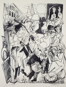 通り、Max Beckmann (1884-1950) 作、彫刻。 20世紀ドイツ。 作： Max Beckmann