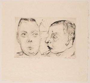 2 人のオート オフィサー、ポートフォリオ「Faces」のプレート 15 作： Max Beckmann