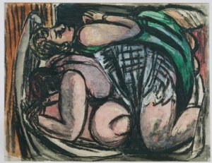 リクライニングする2人の女性 作： Max Beckmann