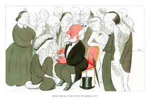 ロバートブラウニング、1904年にブラウニング協会でお茶を飲む。 作： Henry Maximilian Beerbohm