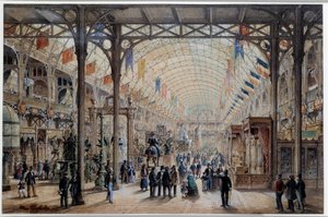 産業革命。"マックス・ベルテリン(1811-1877)によるリトグラフ「パリの産業宮殿の眺め」 1855年 パリ、カルナヴァレ美術館。 作： Max Berthelin