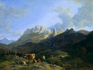 Kampenwand と Alm の風景 作： Max Joseph Wagenbauer