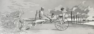愛と死とその先、1881年、 &39;Intermezzi（etching、drypoint und aquatint）からのプレートXII 作： Max Klinger