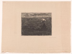 フィールドに座っている若いヤギ 作： Max Liebermann (signed by artist)