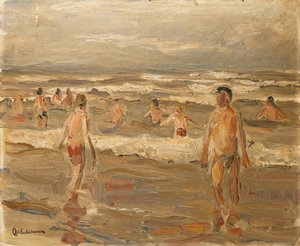 海で泳ぐ男の子たち。海で泳ぐ少年たち、1899年 作： Max Liebermann
