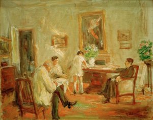家族の輪にスケッチするアーティスト 作： Max Liebermann