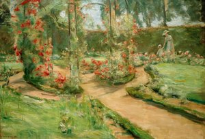 ヴァンゼーのバラ園と娘と孫娘 作： Max Liebermann