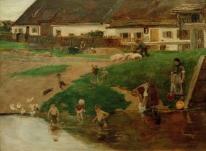 エッツェンハウゼンの村の池-村の牧歌 作： Max Liebermann