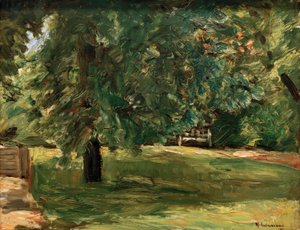 ヴァンゼー庭園の栗の木の下の庭のベンチ 作： Max Liebermann