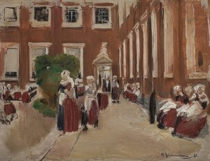 アムステルダム孤児院の中庭。 1876 作： Max Liebermann