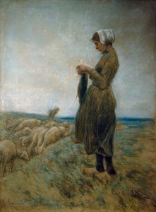 ダッチシェパードガール（編み物羊飼い） 作： Max Liebermann