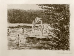 M.リーバーマン、入浴する男の子 作： Max Liebermann