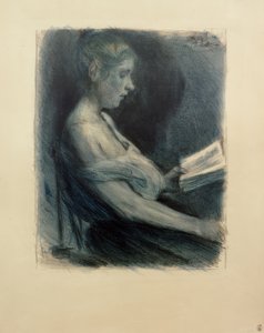 M.リーバーマン、読書する少女 作： Max Liebermann