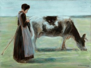 牛を持つ少女 作： Max Liebermann