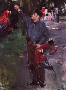 オウムを持つ男（キャンバスに油彩） 作： Max Liebermann