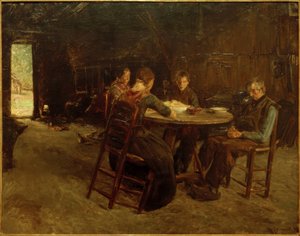 テーブルの祈りで東フリジアの農家 作： Max Liebermann