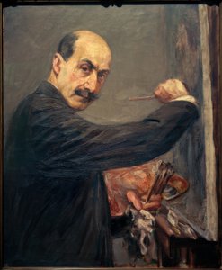 右側のイーゼルにある自画像 作： Max Liebermann
